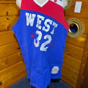 Basketball All Star Game Vintage Blue and Red West 32 Jersey THOMPSON